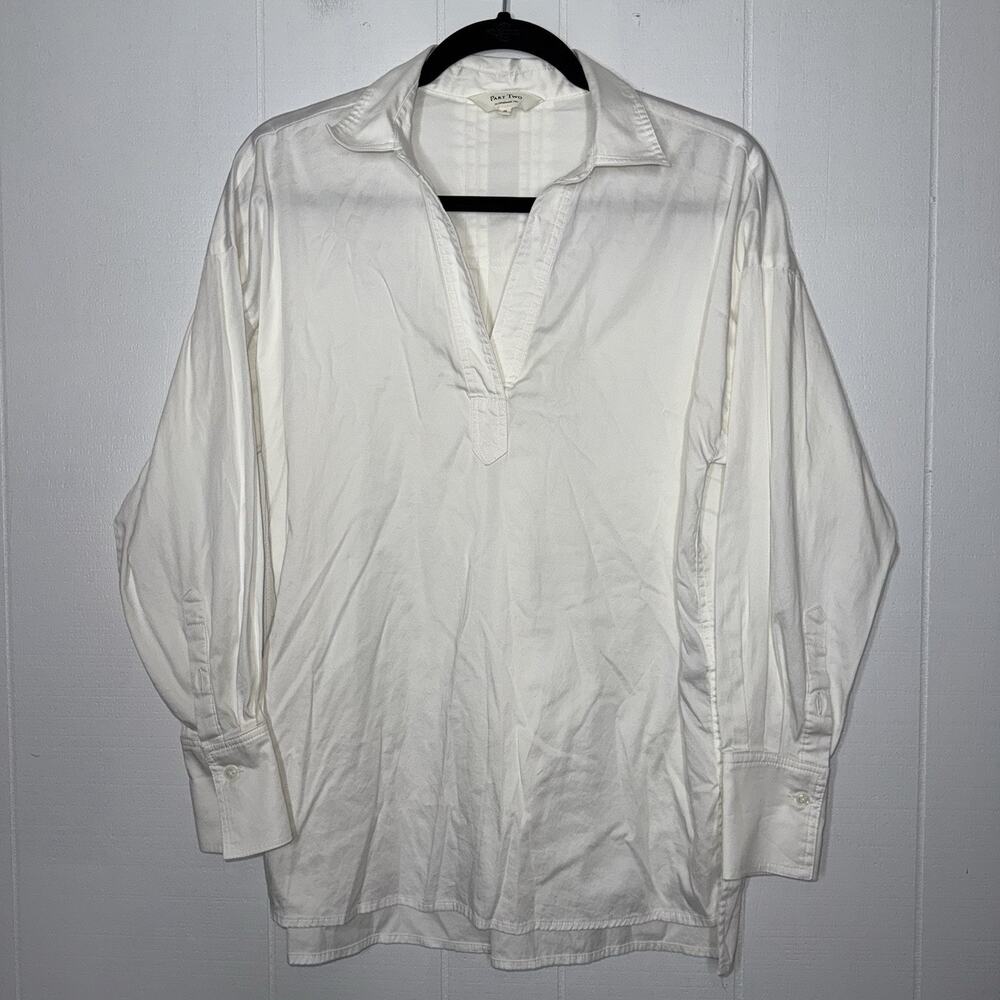 Part Two Copenhagen Women’s White Popover Long Sleeve Shirt Size 36 10